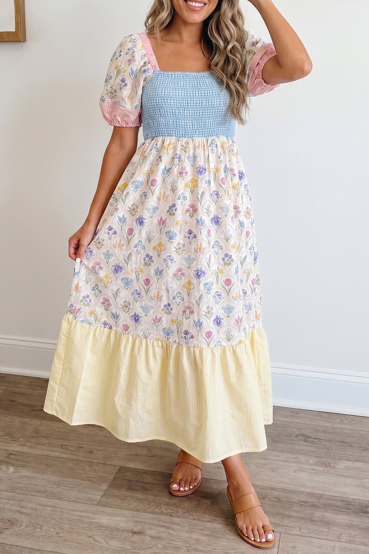 Meadow Bloom Patchwork Maxi Dress