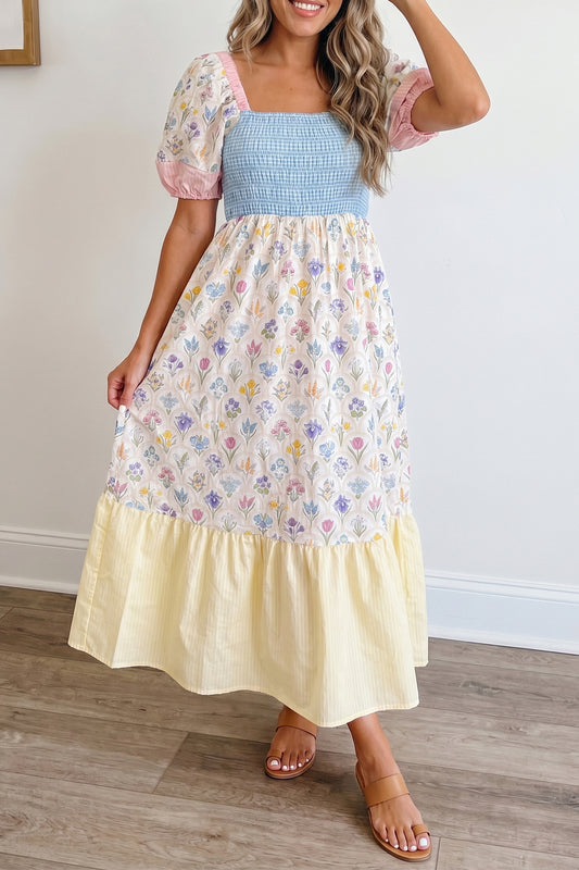 Meadow Bloom Patchwork Maxi Dress