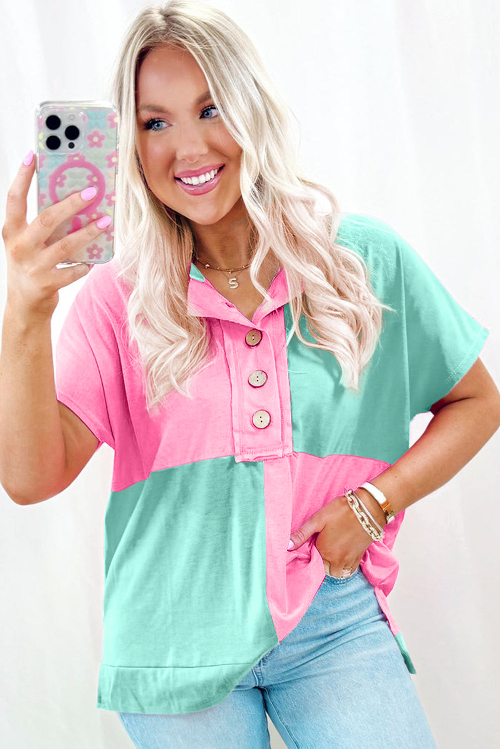 Coastal Mint Colorblock Top