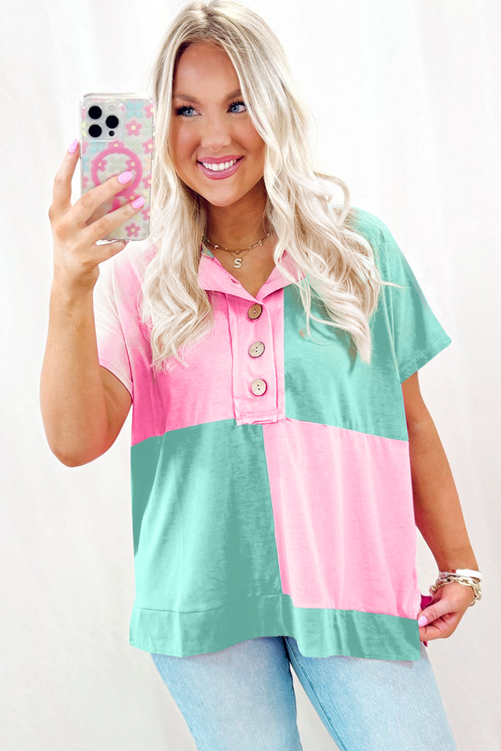 Coastal Mint Colorblock Top