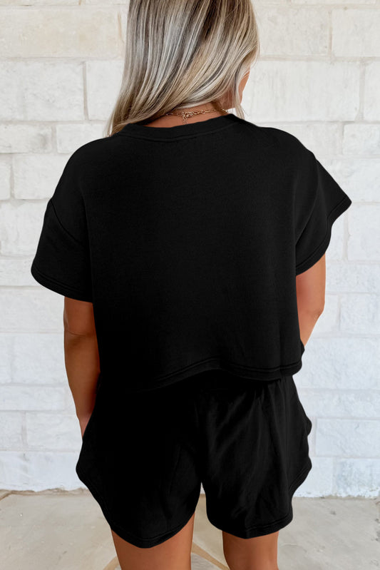Black Crop Tee & Skort Set